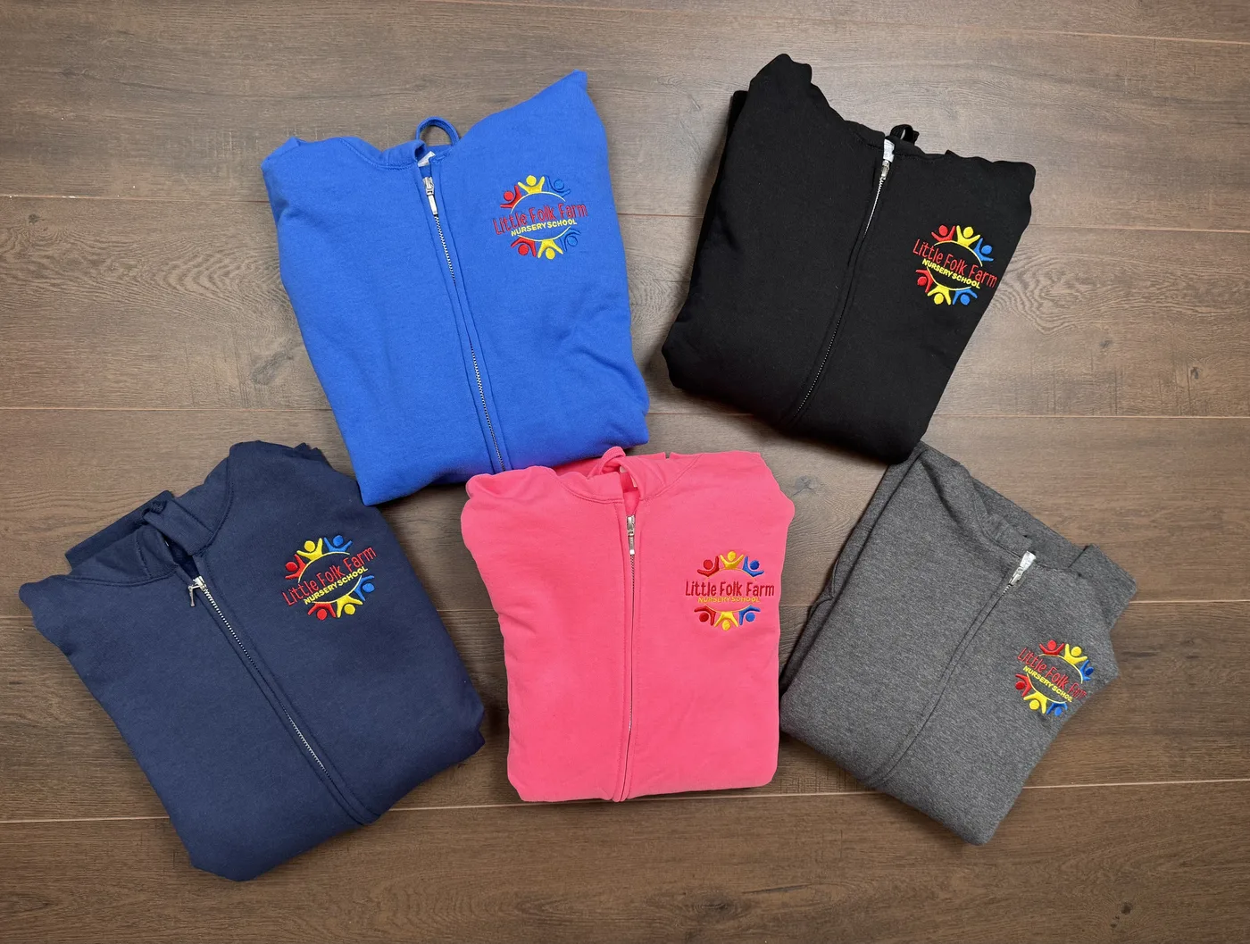 Custom Embroidered Zip-Ups for Little Folk Farm Nursery School