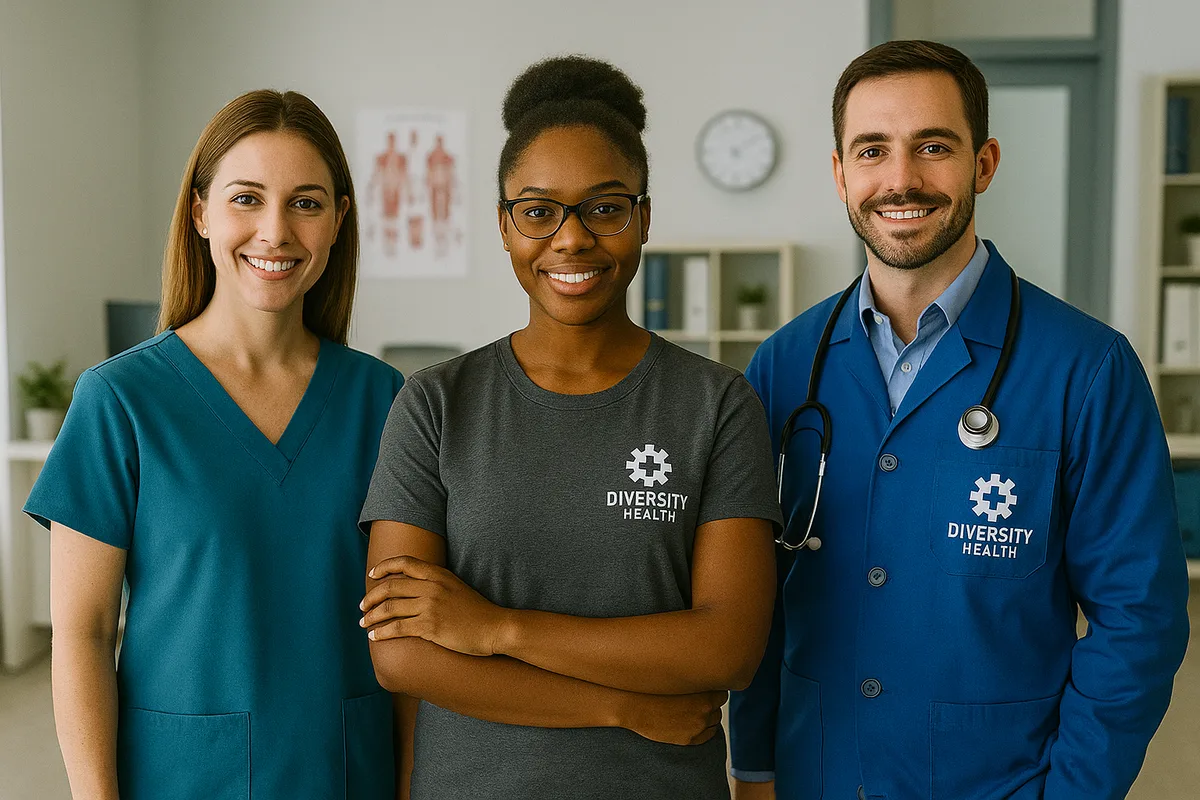 Healthcare team in custom FLO apparel